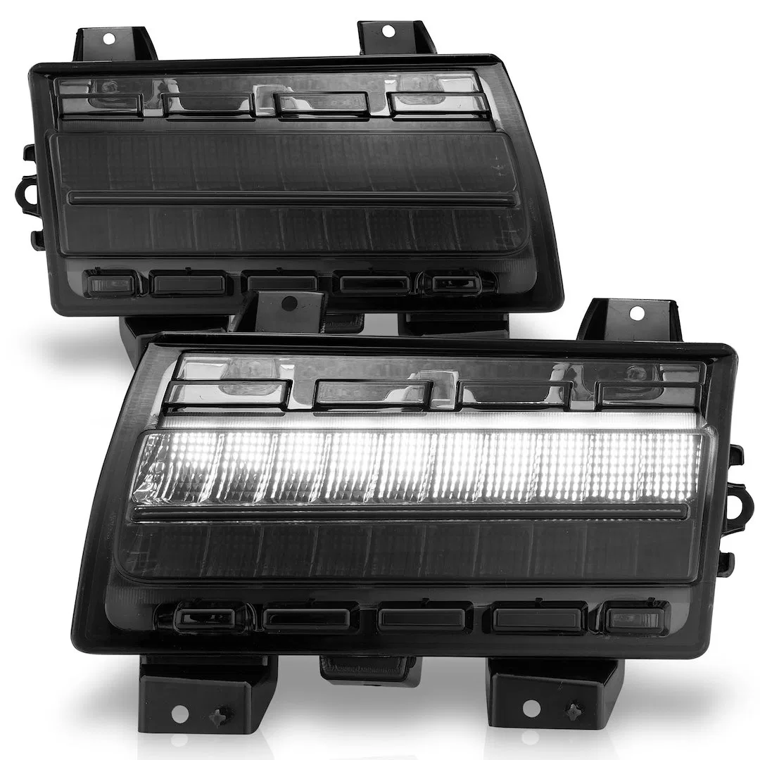 511087 – ANZO Side Marker Light - LED, Fender Mount Smoke Lens Chrome Trim LED With Sequential Turn Signal Set of 2